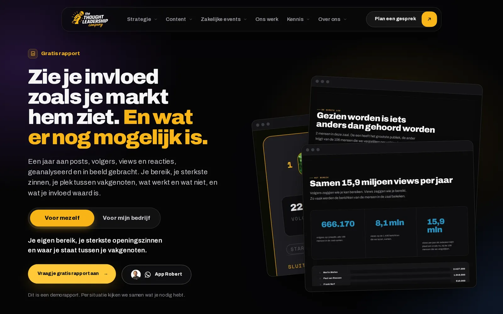 De rapportpagina op thethoughtleadershipcompany.com
