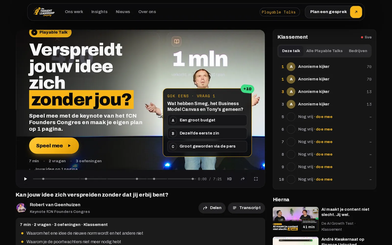 De Playable Talk op de laptop