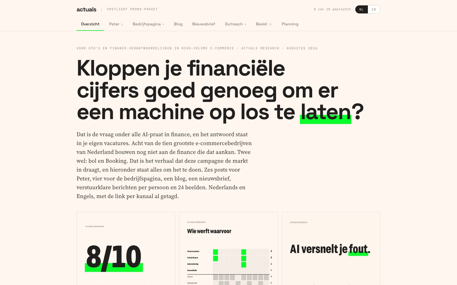 Werk voor Actuals