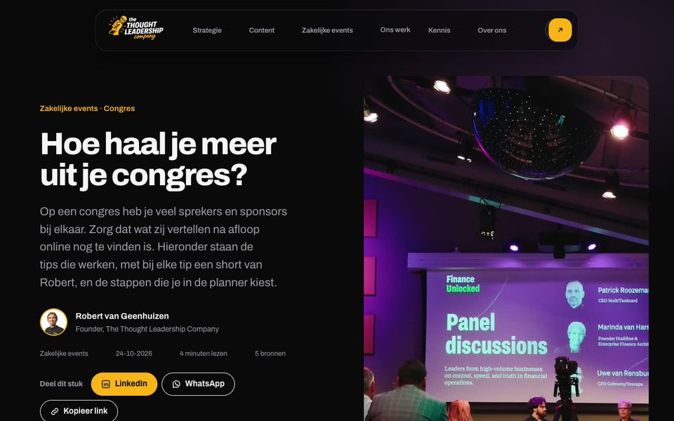 Schermbeeld: 6 pagina’s, 1 per soort event