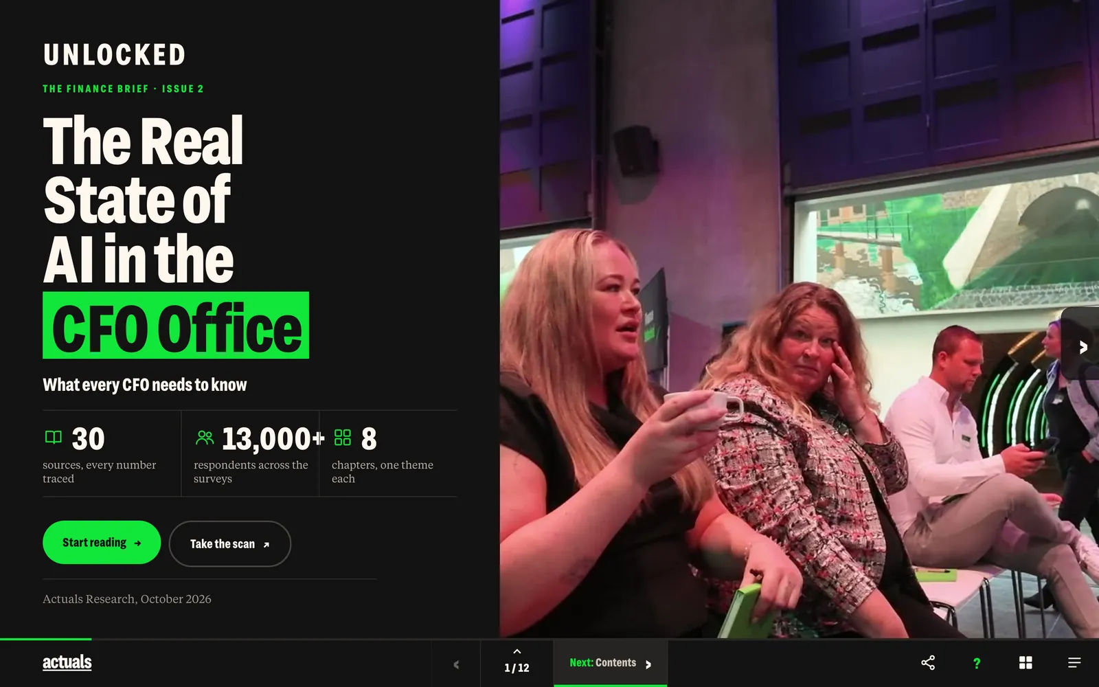 De voorpagina van het magazine AI in the CFO office: een onderzoekseditie voor actuals