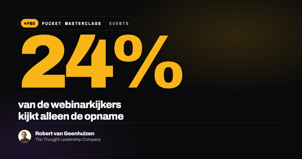 Pocket Masterclass: 24% van de webinarkijkers kijkt alleen de opname