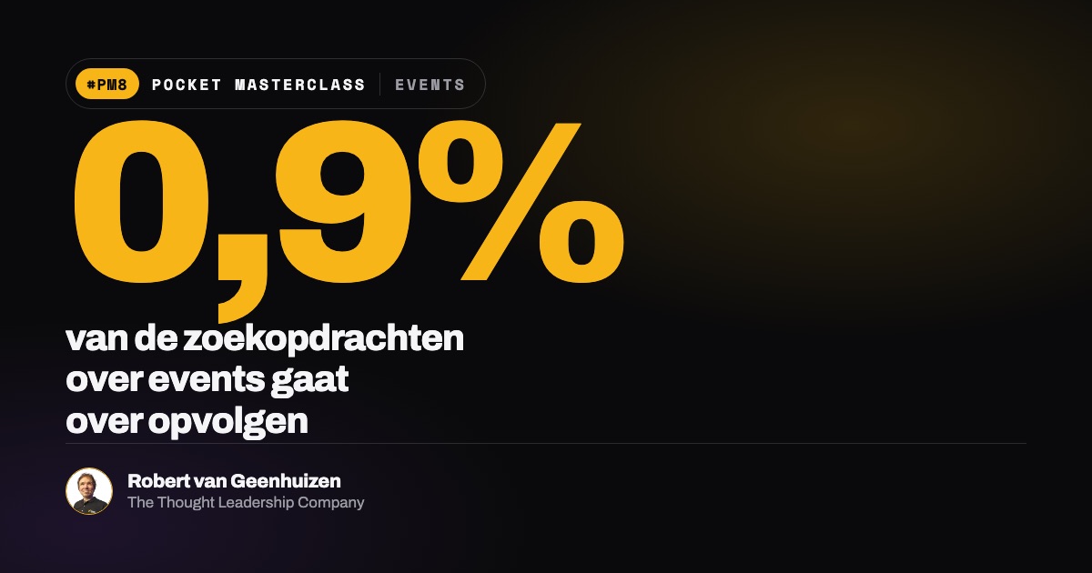 Pocket Masterclass: 0,9% van de zoekopdrachten over zakelijke events gaat over opvolgen en rendement