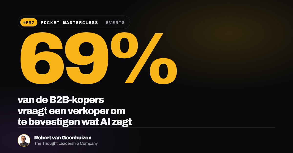Pocket Masterclass: 69% van de B2B-kopers vraagt een verkoper om te bevestigen wat AI zegt