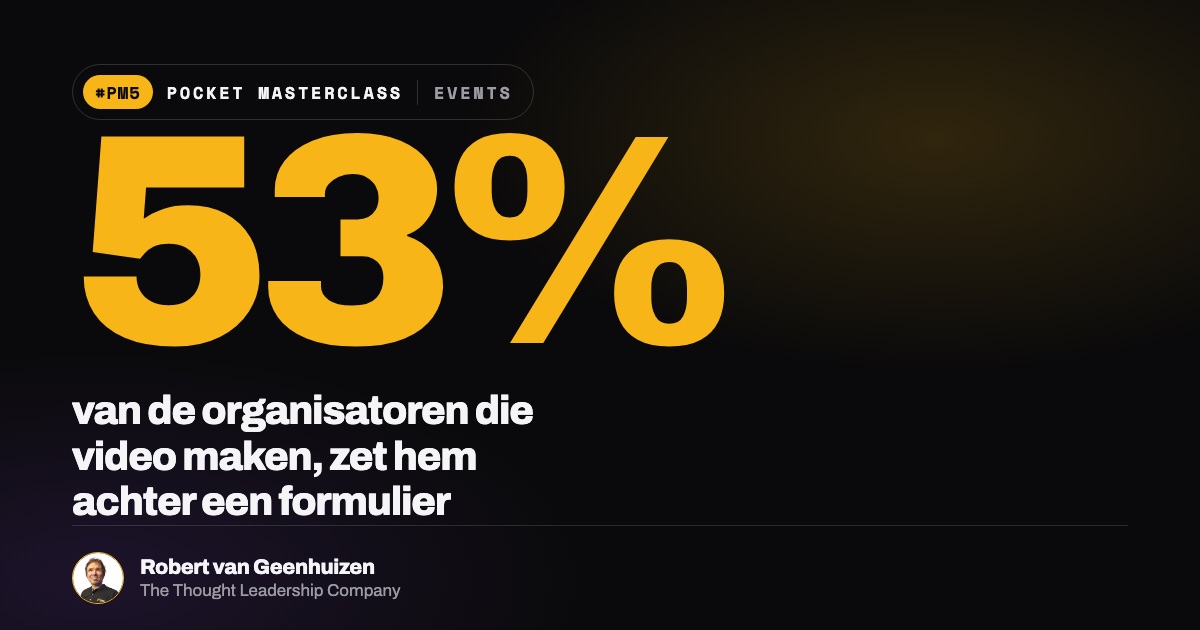 Pocket Masterclass: 53% van de organisatoren die video maken, zet hem achter een formulier