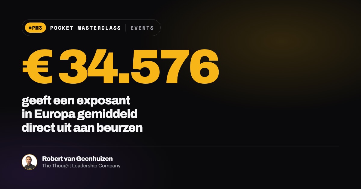Pocket Masterclass: een exposant in Europa geeft gemiddeld 34.576 euro direct uit aan beurzen