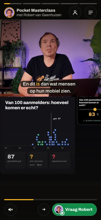 Een demo-video met ondertitels en het scherm van de app eronder