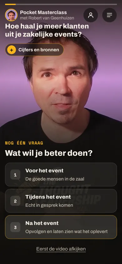 Robert stelt een vraag terwijl hij praat: wat wil je beter doen?