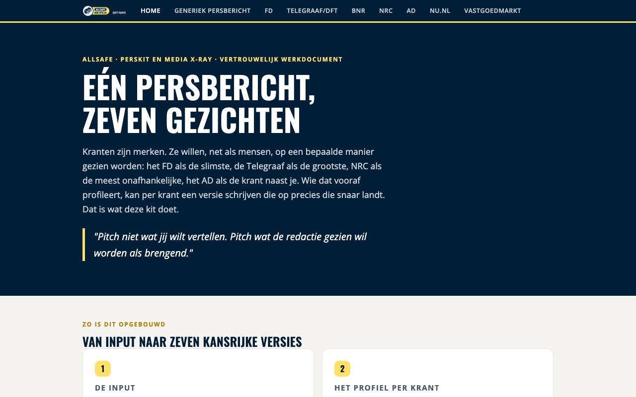 ALLSAFE: Eén persbericht, zeven gezichten.
