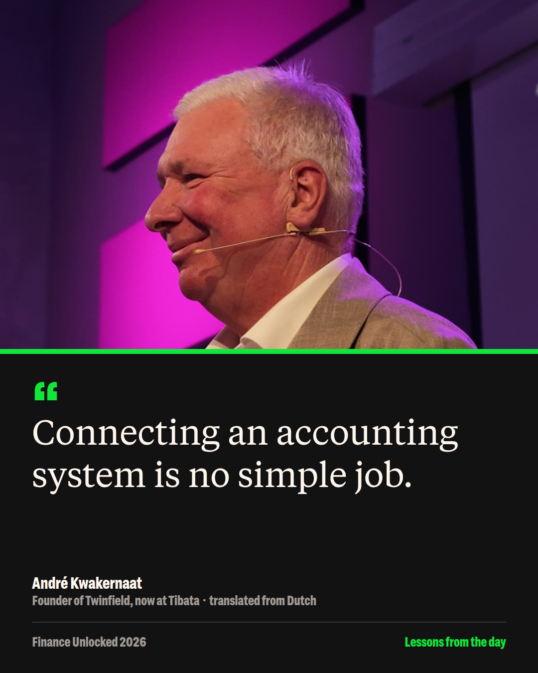 Quote card: Connecting an accounting system is no simple job.