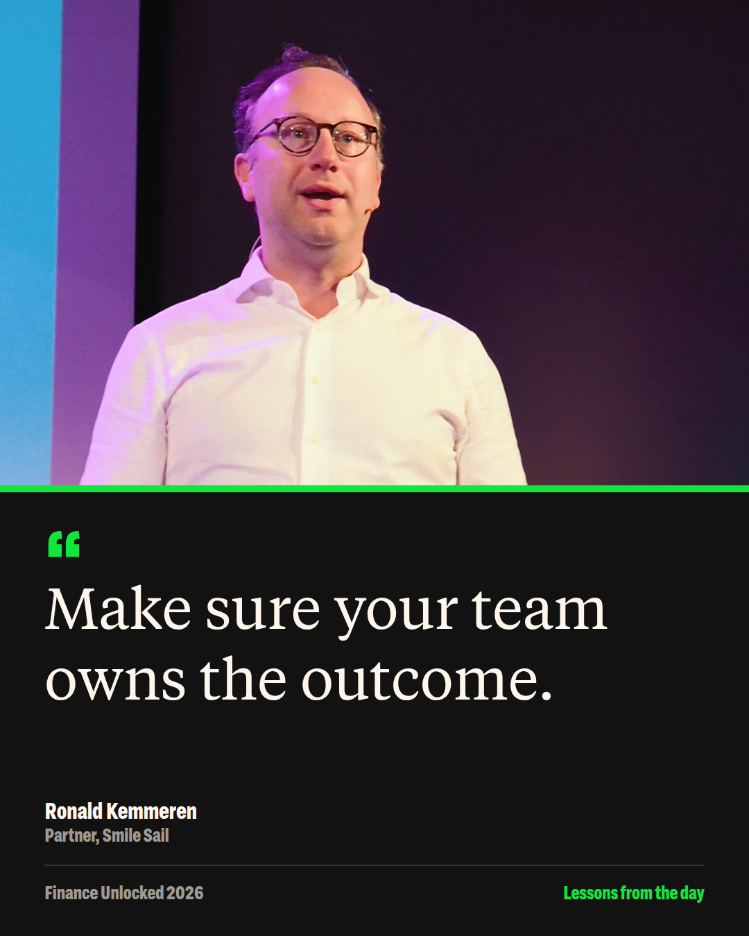 Quote card: Make sure your team owns the outcome.