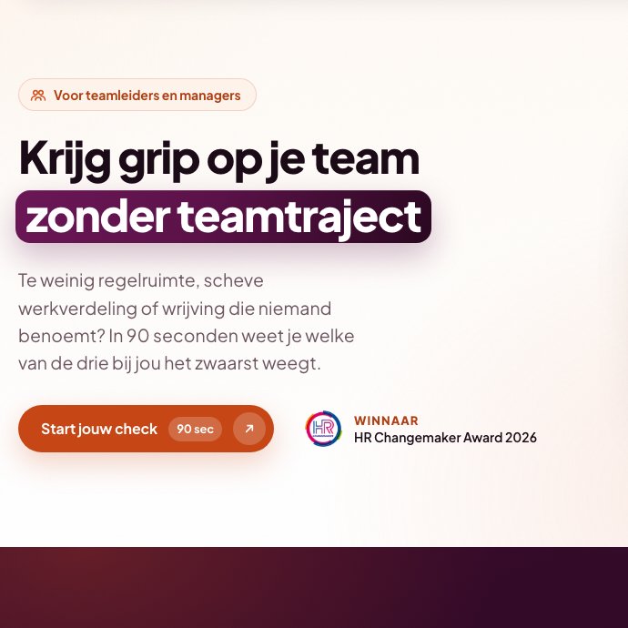 De kop van de campagnepagina: Krijg grip op je team zonder teamtraject