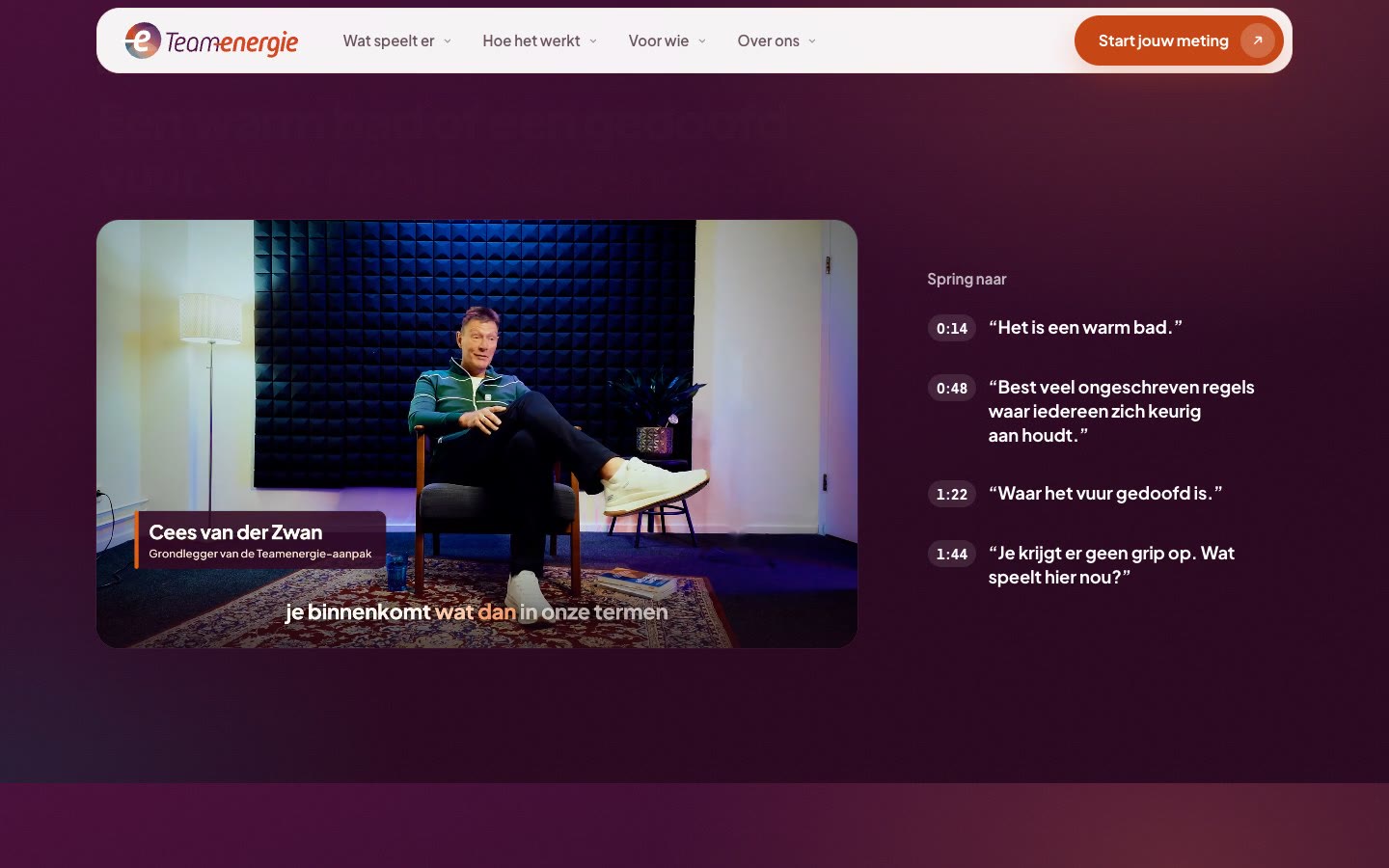 De pagina nieuwe teamleider van de nieuwe Teamenergie-site