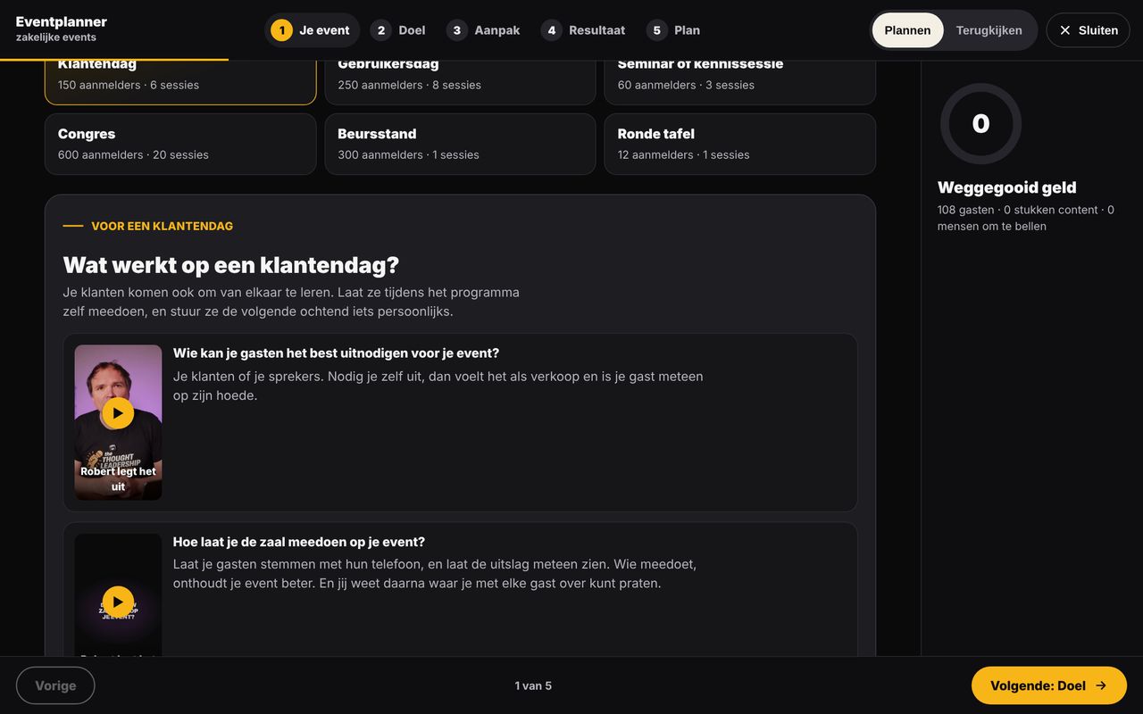 De eventplanner met een klantendag gekozen, met de tips en shorts voor dit soort event